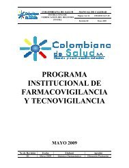programa de farmacovigilancia y tecnovigilacia - Colombiana de ...