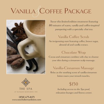 VANILLA COFFEE PACKAGE - Rancho Bernardo Inn