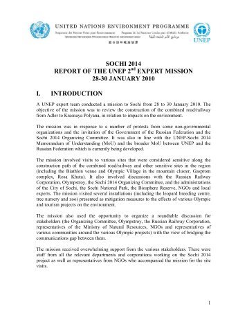 Report of the UNEP 2nd Expert Mission 28-30 January 2010