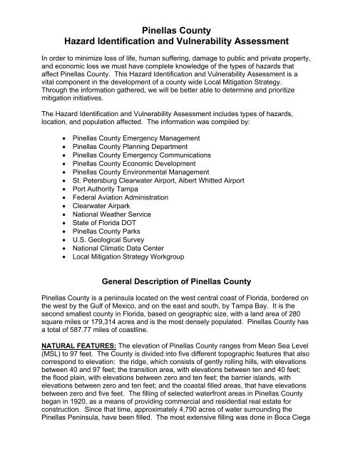 Pinellas County Hazard Identification and Vulnerability Assessment