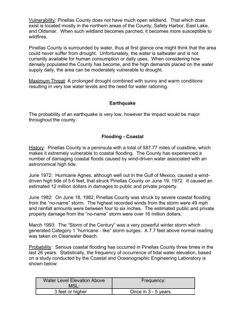 Pinellas County Hazard Identification and Vulnerability Assessment