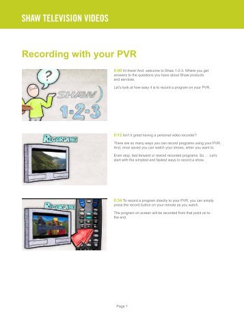 Recording with your PVR - Shaw