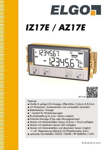 Flyer IZ17E / AZ17E - ELGO Electric GmbH