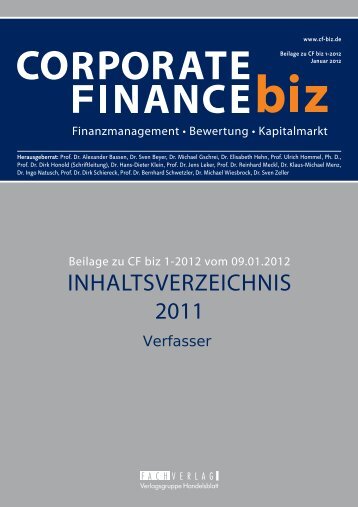 Verfasserregister 2011 - CORPORATE FINANCE fachportal