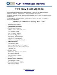 ThinManager 2-day Training Agenda