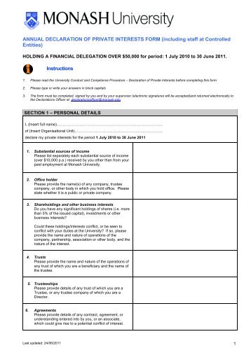 ANNUAL DECLARATION OF PRIVATE INTERESTS FORM ...