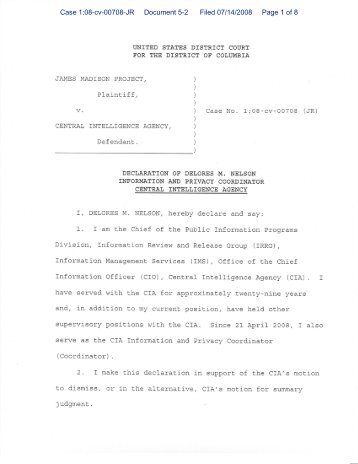 Delores M. Nelson Declaration - Helgerson Investigation