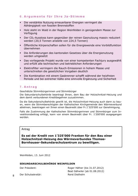 Botschaft Baukredit [PDF, 2.00 MB] - Schule Weinfelden