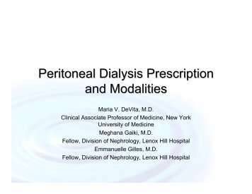 Peritoneal Dialysis Prescription and Modalities