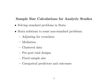 Sample Size Calculations for Analytic Studies