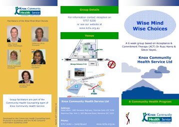 Wise Minds Wise Choices - Knox Community Health Service