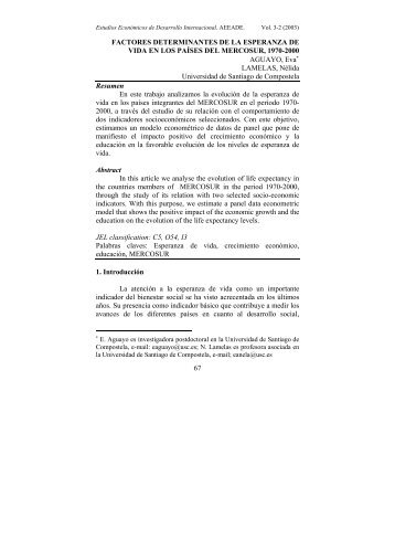 67 FACTORES DETERMINANTES DE LA ESPERANZA DE VIDA ...