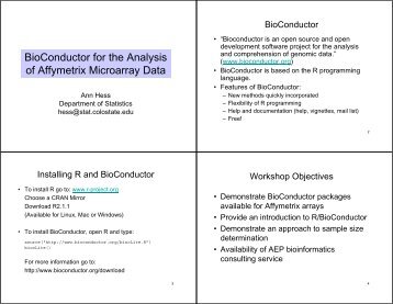 BioConductor for the Analysis of Affymetrix Microarray Data - Statistics