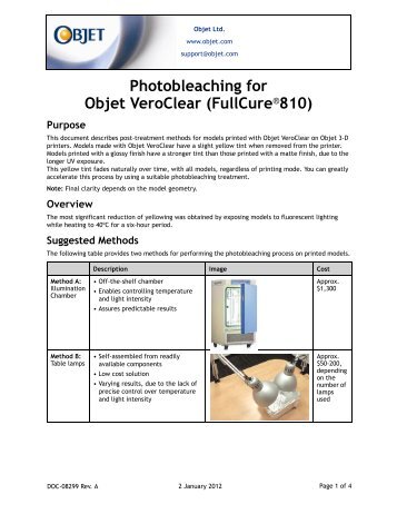 Photobleaching for Objet VeroClear - Laser Lines Ltd.