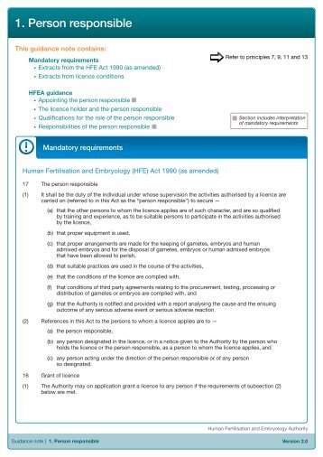 1. Person responsible - Human Fertilisation and Embryology Authority