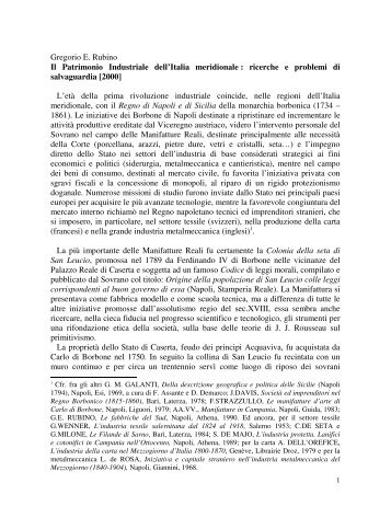 Gregorio E. Rubino Il Patrimonio Industriale dell'Italia - Associazione ...
