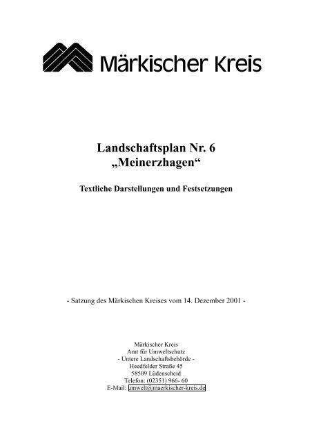 Landschaftsplan Nr. 6 „Meinerzhagen“ - Märkischer Kreis