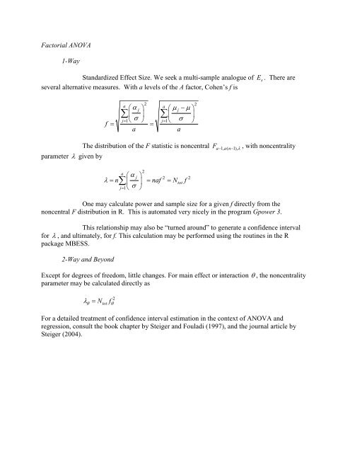 Power Analysis Notes - Statpower