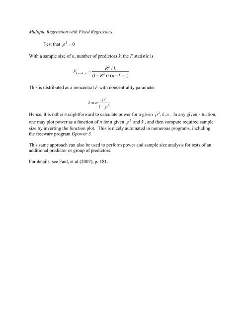 Power Analysis Notes - Statpower