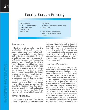 Textile Screen Printing - Dc Msme