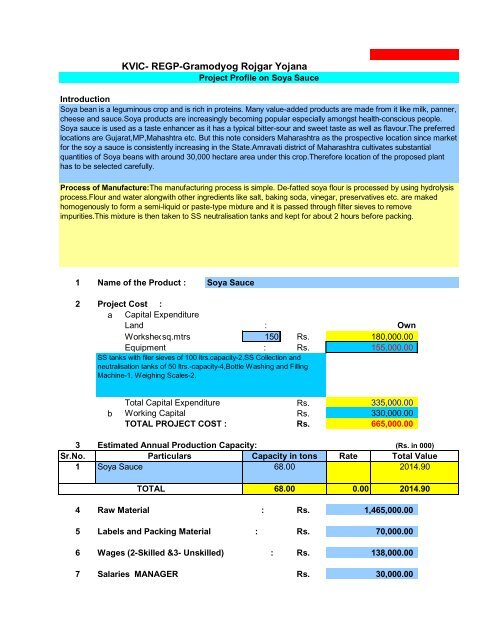 Project Profile on Soya Sauce