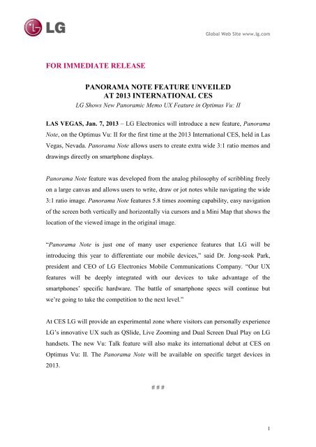 LG (Press Release) - LGePR - LG Electronics