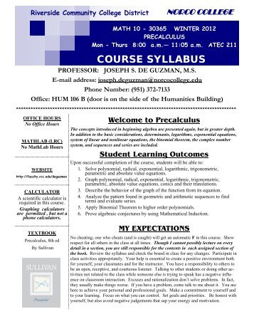 course syllabus - Academic Websites - Riverside Community College