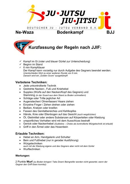 Ne-Waza Bodenkampf BJJ Kurzfassung der Regeln ... - USV Jena