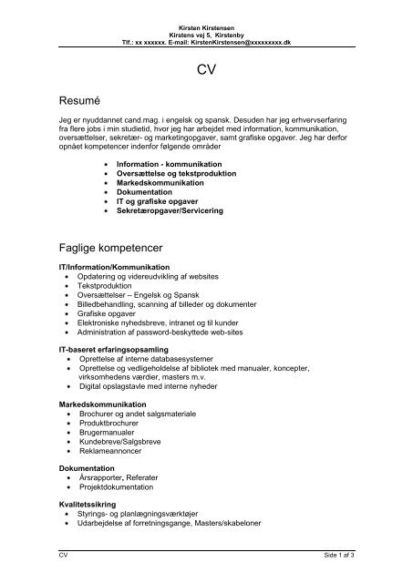Cv Skabelon Cand Mag Nyuddannet
