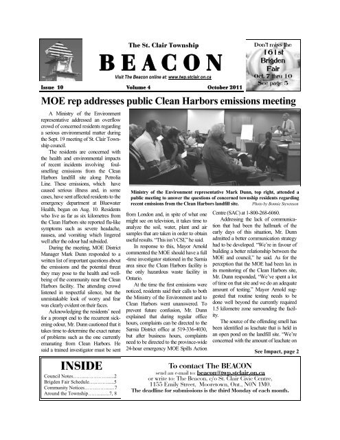 Beacon pages October 2011 - The Township of St. Clair