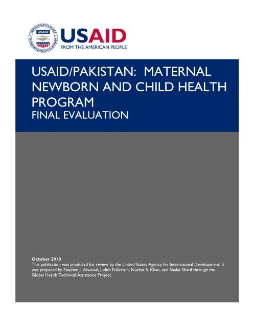 USAID/PAKISTAN: MATERNAL NEWBORN AND CHILD HEALTH ...