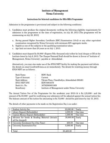 Instruction for Selected Candidates for BBA-MBA - Institute of ...