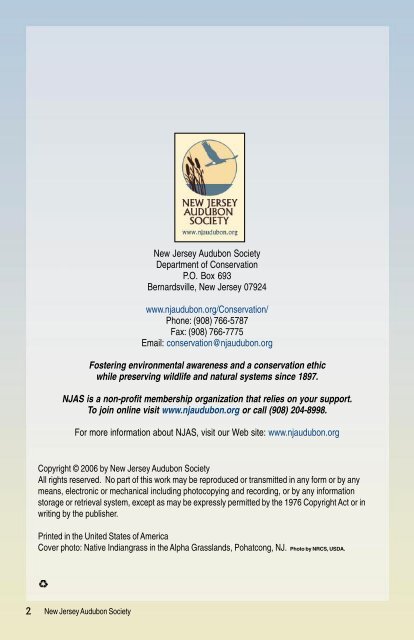 Incentive Programs for NJ Landowners - New Jersey Audubon Society