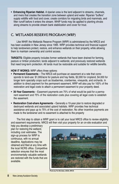 Incentive Programs for NJ Landowners - New Jersey Audubon Society