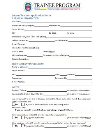 Intern/Trainee Application Form - SACC USA