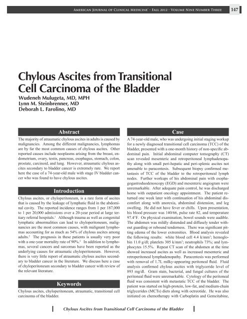 Chylous Ascites from Transitional Cell Carcinoma of the Bladder