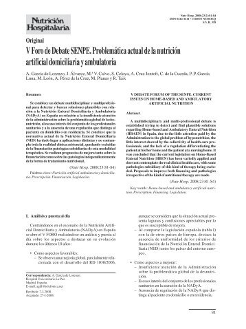 V Foro de Debate SENPE. ProblemÃ¡tica actual de la nutriciÃ³n ...