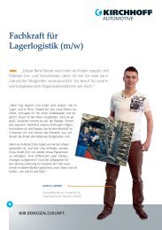 Fachkraft fÃ¼r Lagerlogistik (m/w) - KIRCHHOFF Automotive