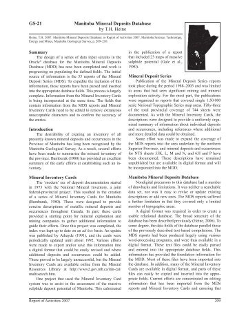 Manitoba Mineral Deposits Database