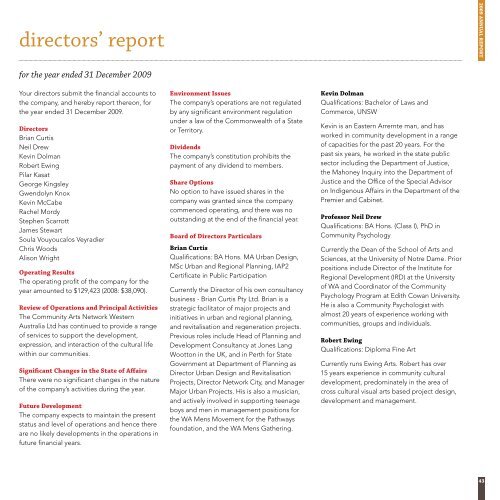 Download Annual Report 2009 - Community Arts Network Western ...