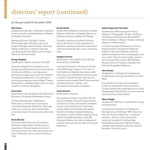 Download Annual Report 2009 - Community Arts Network Western ...