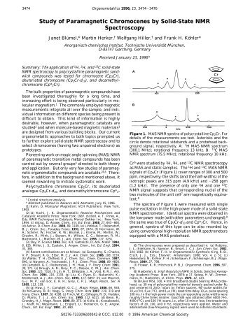 Study of Paramagnetic Chromocenes by Solid-State NMR ...