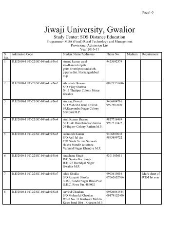 M.B.A. RTM (Final). - Jiwaji University, Gwalior