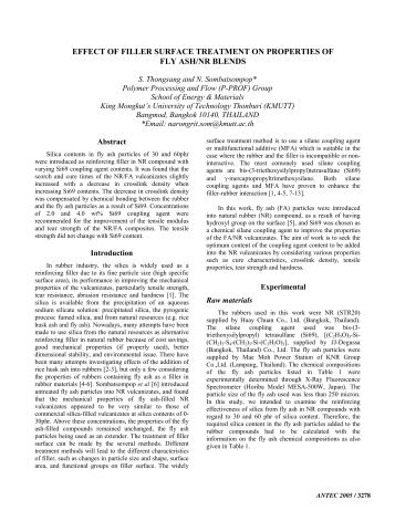 Effect of Filler Surface Treatment on Properties of Fly ASH ... - kmutt