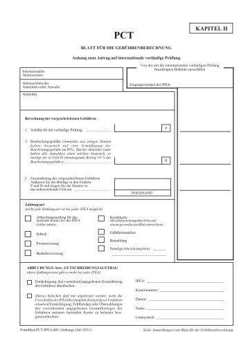 Formblatt PCT/IPEA/401 editable