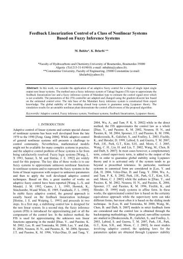 Feedback Linearization Control of a Class of Nonlinear Systems ...