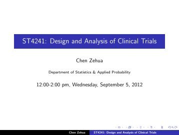 ST4241: Design and Analysis of Clinical Trials - The Department of ...