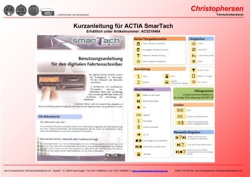 SmarTach Kurzanleitung D - Christophersen Fahrtschreiberdienst