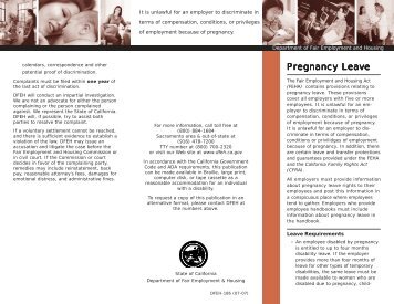 DFEH 186 Pregnancy Leave 0707.pmd - Printing Industries ...