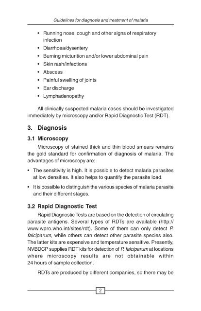 Guidelines for Diagnosis & Treatment of Malaria in India - NVBDCP